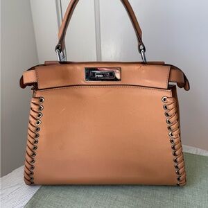 Fendi Tan Satchel with Whipstitch Detail